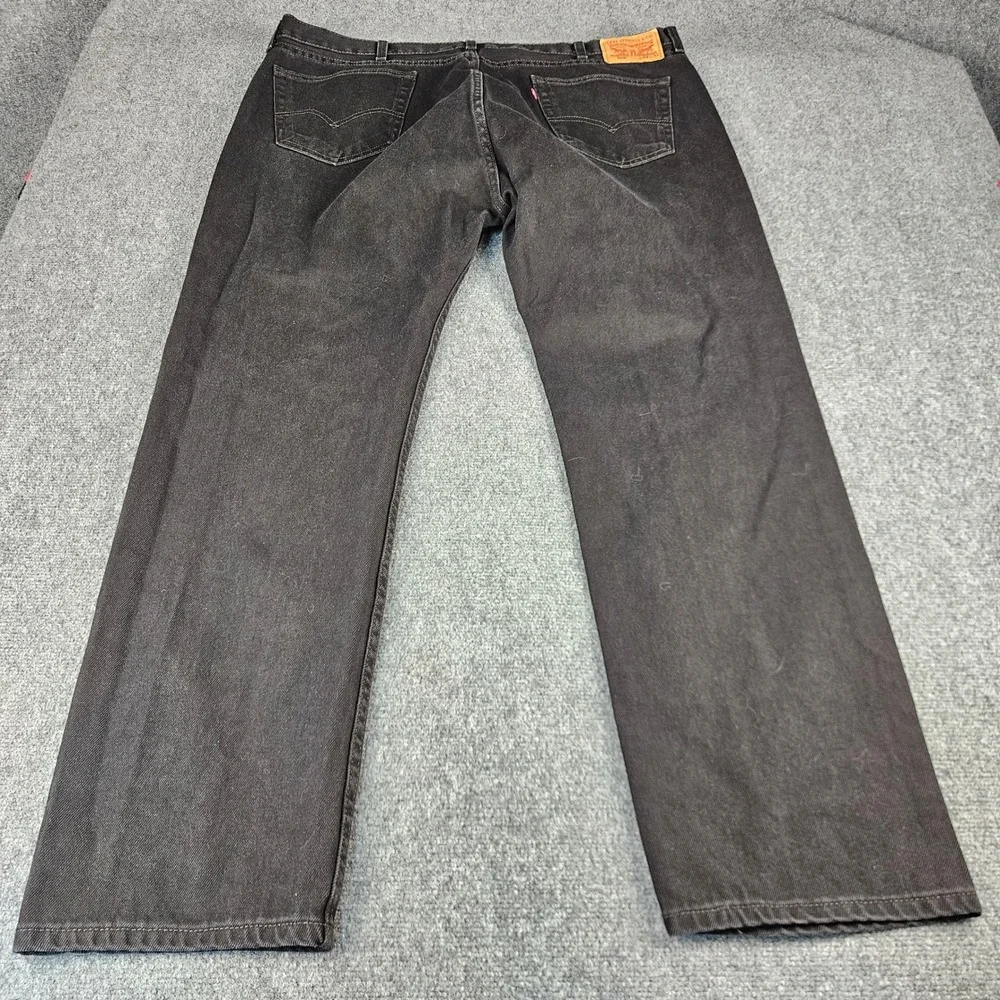 Levis 505 Regular Fit‎ Straight Leg Jeans Black Denim Mens 44x32 505-0260